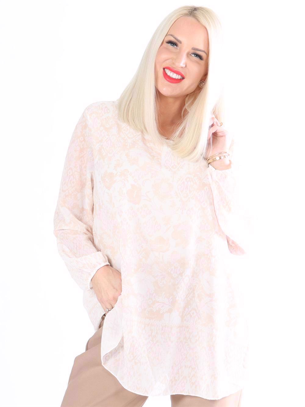 Ginger - Mønstret tunika i chiffon